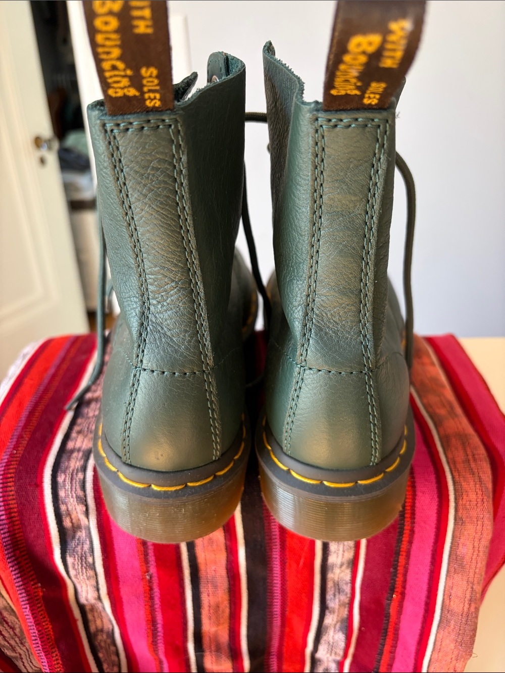 Dr. Martens Deep Green Pascal Leather Combat Boots - Picture 4 of 6